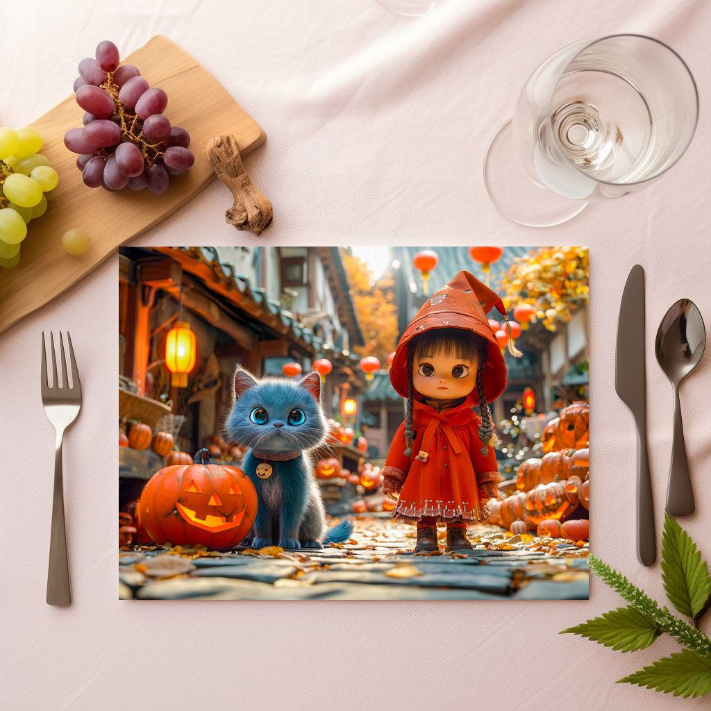 raxxa Premium-Tischset: Halloween Adventure with Girl and Cat – Image 2