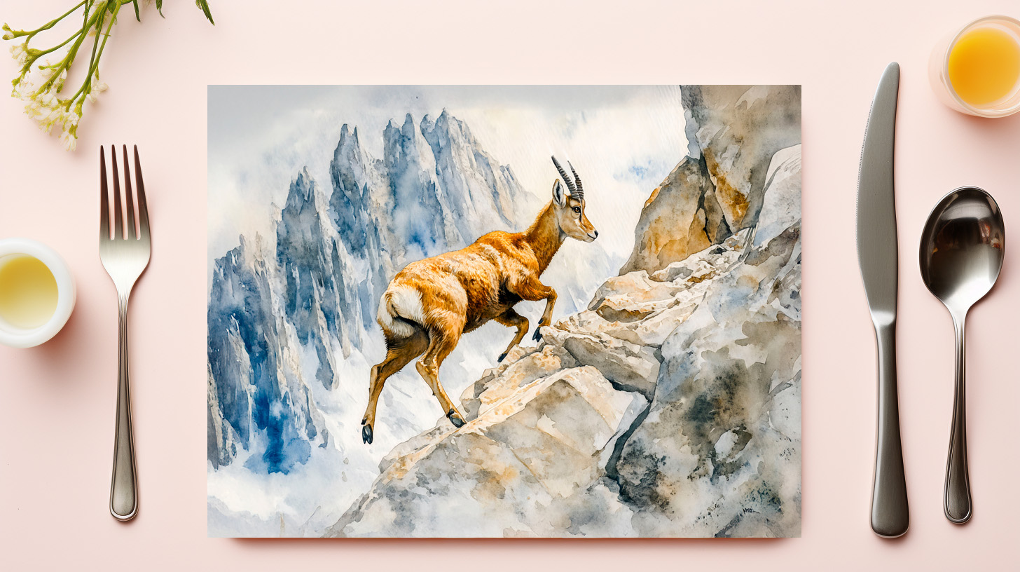raxxa Premium-Tischset: Ibex in the Alps watercolor painting - immagine 3