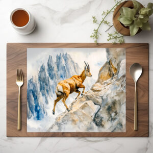 raxxa Premium-Tischset: Ibex in the Alps watercolor painting