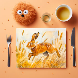 raxxa Premium-Tischset: Hare in a cornfield watercolor painting