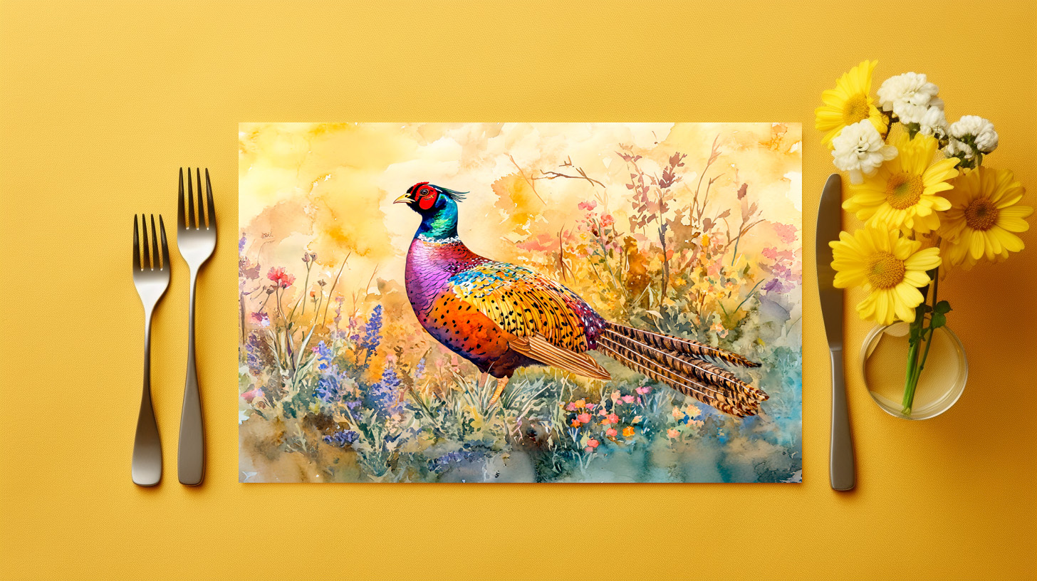 raxxa Premium-Tischset: Pheasant on a meadow watercolor painting - immagine 2