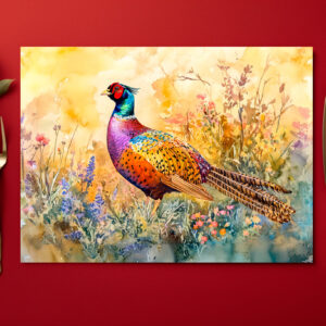 raxxa Premium-Tischset: Pheasant on a meadow watercolor painting