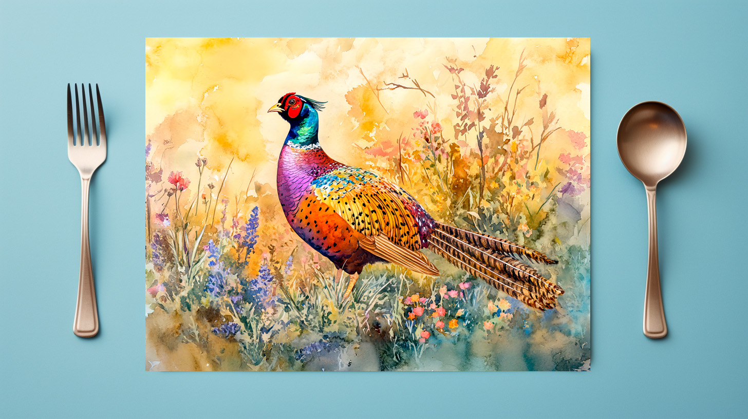 raxxa Premium-Tischset: Pheasant on a meadow watercolor painting - immagine 3
