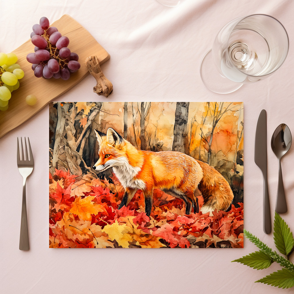 raxxa Premium-Tischset: Fox in autumn forest watercolor painting - Image 2
