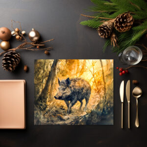 raxxa Premium-Tischset: Wild boar in forest watercolor painting