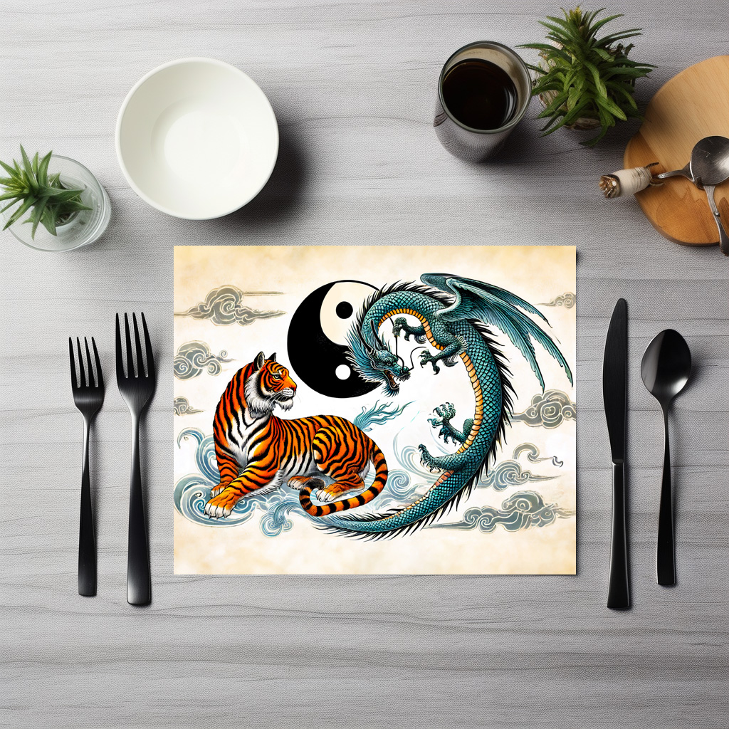 raxxa Premium-Tischset: Yin and Yang Tiger and Dragon in Asian Art Style – Bild 2