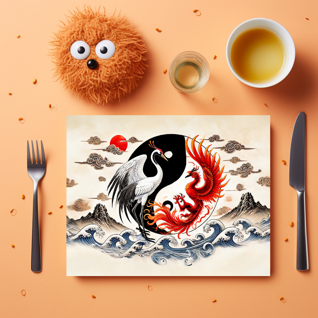 raxxa Premium-Tischset: Yin and Yang Crane and Phoenix in Asian Art Style – Bild 3
