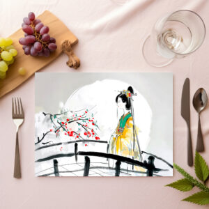 raxxa Premium-Tischset: Geisha Standing on a Bridge