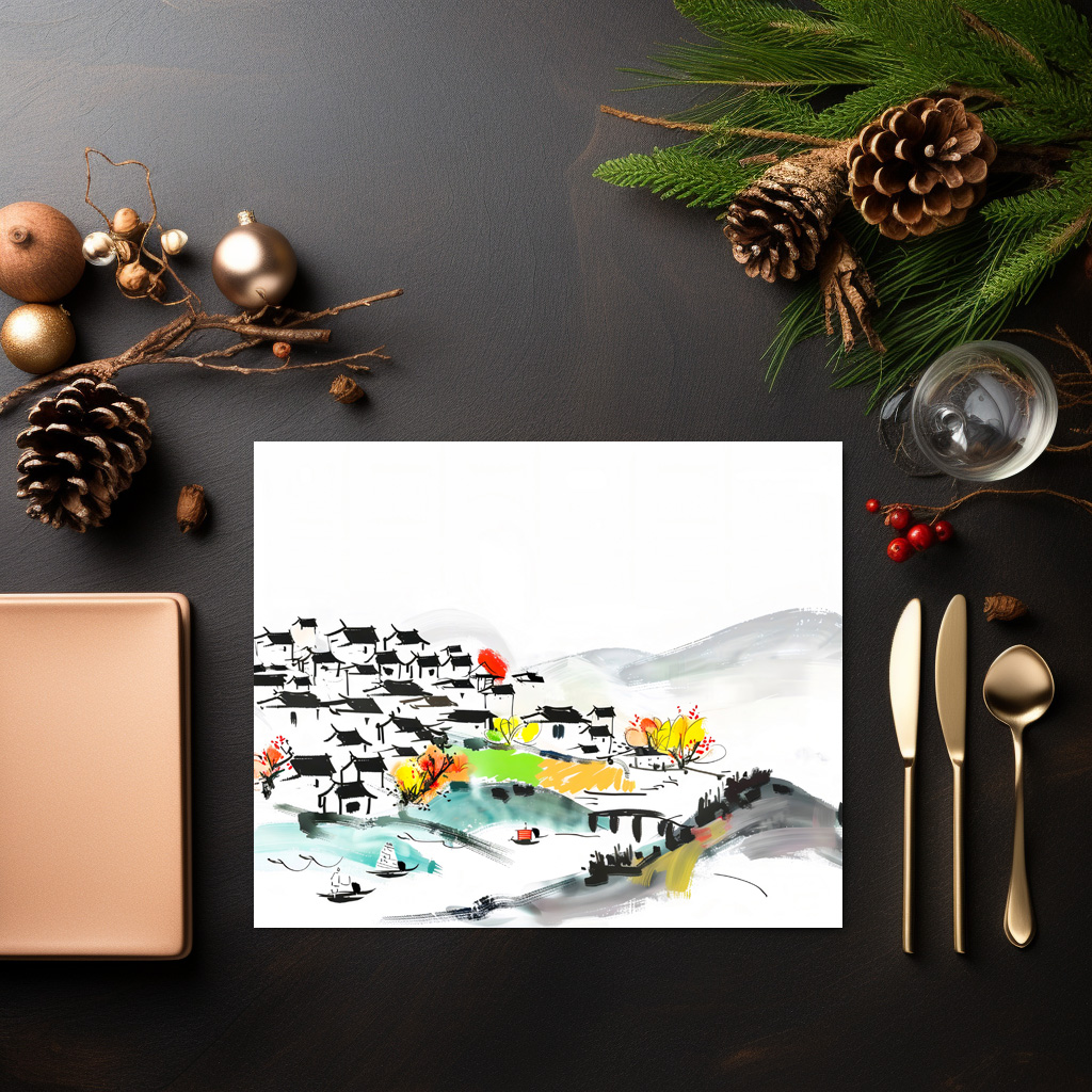 raxxa Premium-Tischset: Chinese traditional Village in the mountains - immagine 3