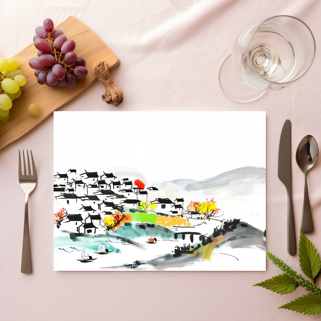 raxxa Premium-Tischset: Chinese traditional Village in the mountains - immagine 2