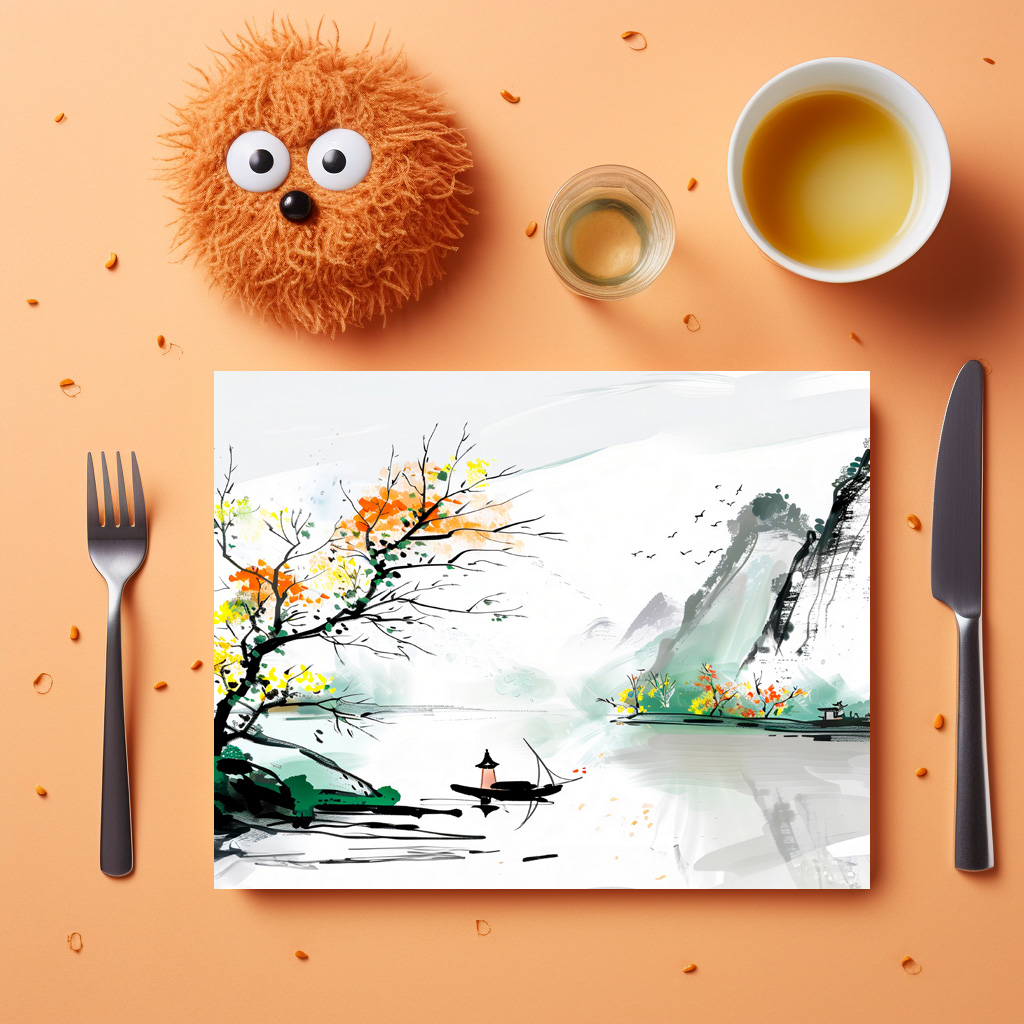 raxxa Premium-Tischset: Chinese Fisherman on a Mountain Lake – Image 3