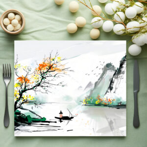 raxxa Premium-Tischset: Chinese Fisherman on a Mountain Lake