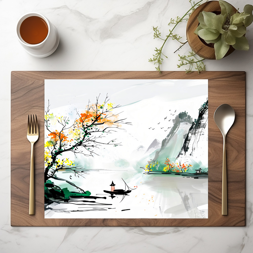 raxxa Premium-Tischset: Chinese Fisherman on a Mountain Lake – Image 2