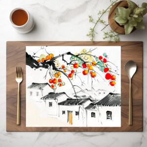 raxxa Premium-Tischset: Ripe Apples in a chinese Mountain Village
