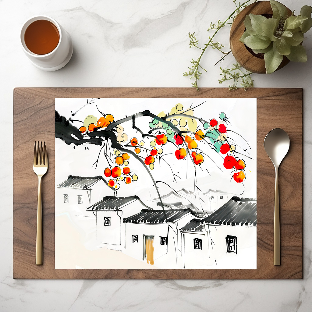 raxxa Premium-Tischset: Ripe Apples in a chinese Mountain Village