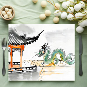 raxxa Premium-Tischset: Green Chinese Dragon at Temple