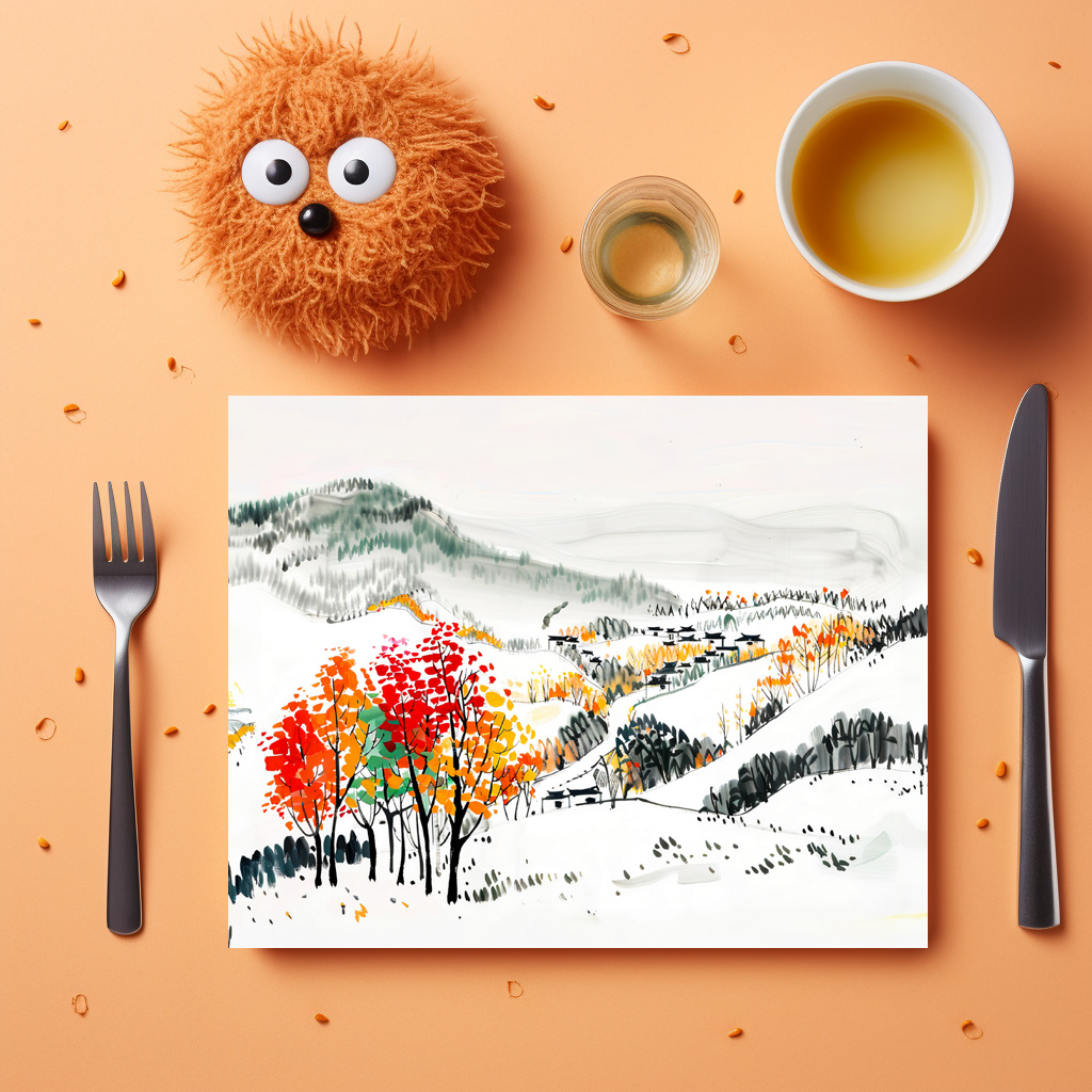 raxxa Premium-Tischset: Autumn Landscape with Mountain Village – Bild 2