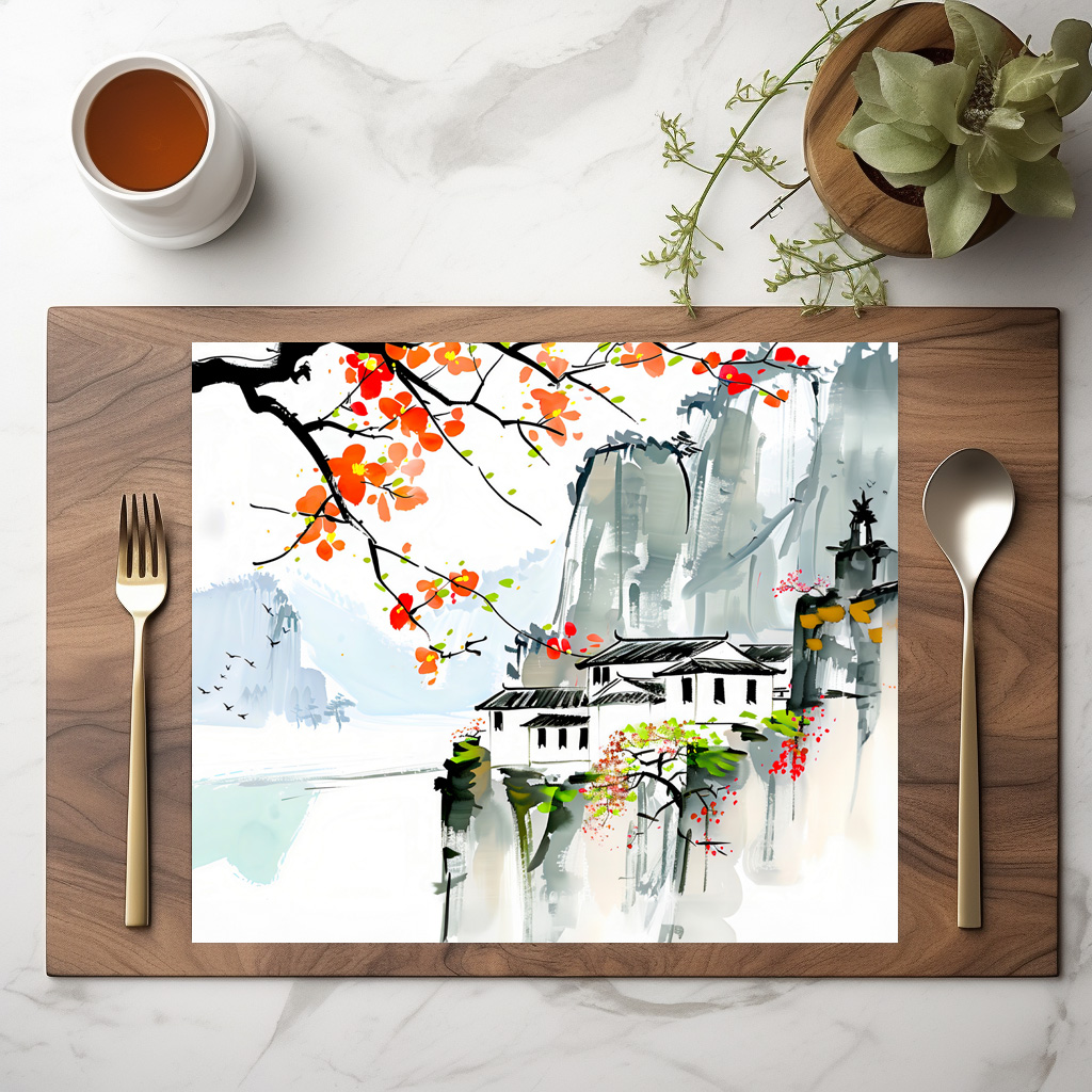 raxxa Premium-Tischset: Chinese Springtime in a Mountain Village - immagine 2