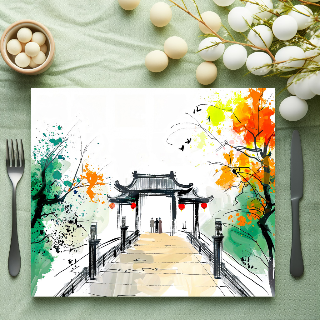 raxxa Premium-Tischset: Pathway Leading to a Mountain Temple