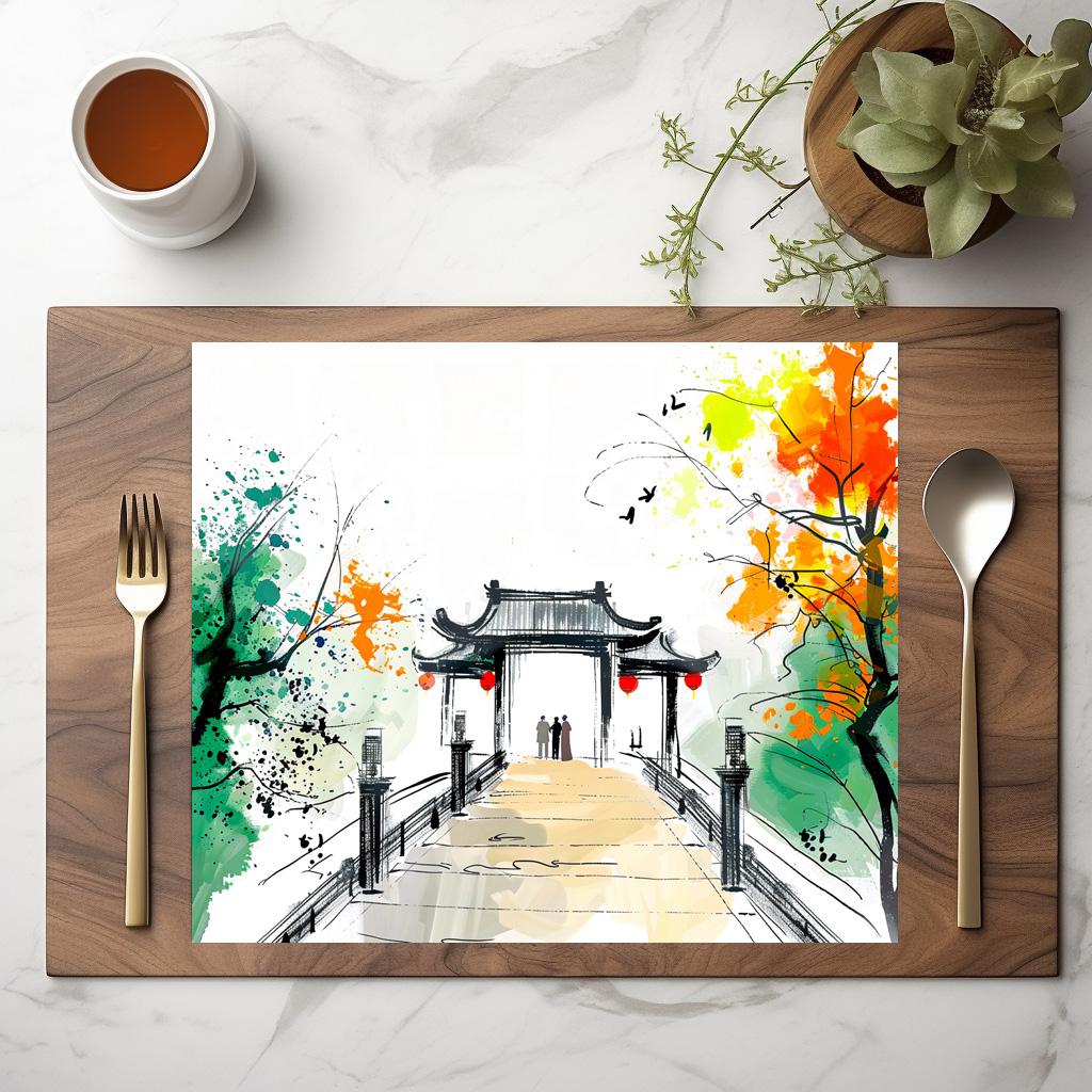 raxxa Premium-Tischset: Pathway Leading to a Mountain Temple – Bild 2