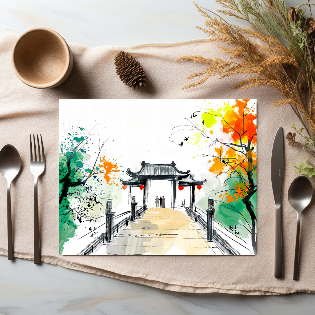 raxxa Premium-Tischset: Pathway Leading to a Mountain Temple – Bild 3