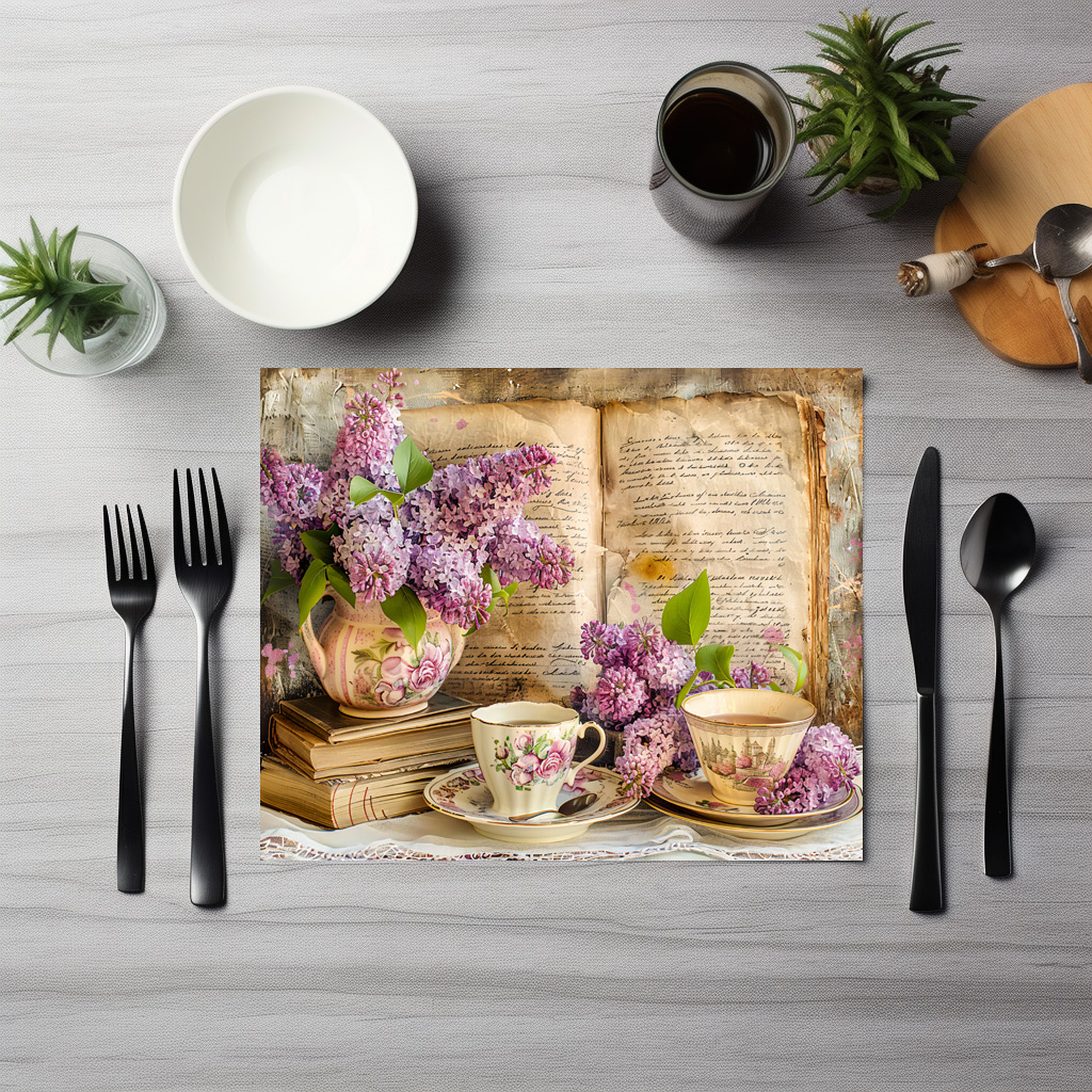 raxxa Premium-Tischset: Lilac Bunch in an Antique Coffee Pot
