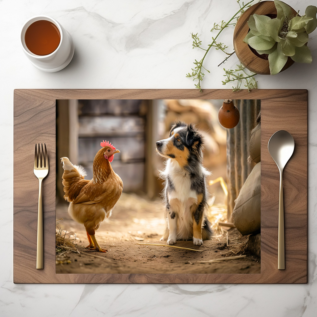 raxxa Premium-Tischset: Small Shepherd Dog and Chicken in the Henhouse - immagine 2