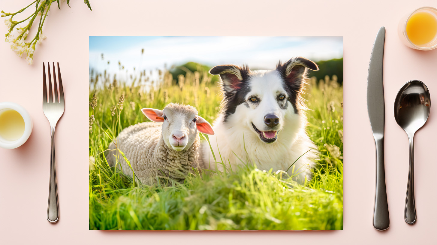 raxxa Premium-Tischset: Shepherd Dog and Sheep Resting Together in Meadow - immagine 3