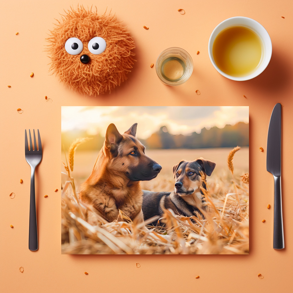 raxxa Premium-Tischset: German Shepherd and Canine Pal Sit in Wheat Field - Imagen 3