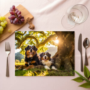 raxxa Premium-Tischset: Two Bernese Mountain Dogs Resting Together