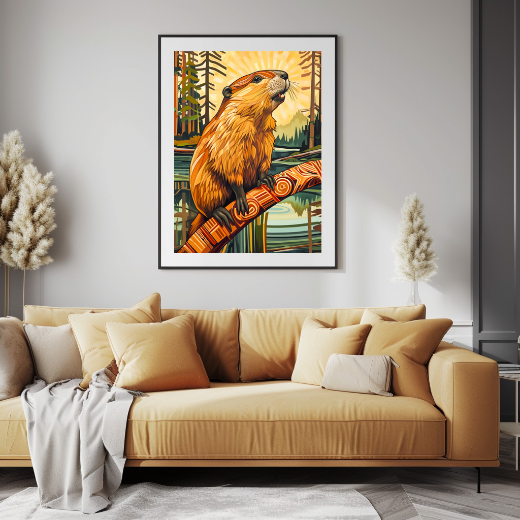 Poster: Beaver Totem – Builder in Deco Style - immagine 2