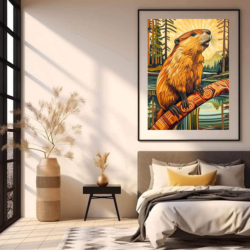Poster: Beaver Totem – Builder in Deco Style - immagine 3