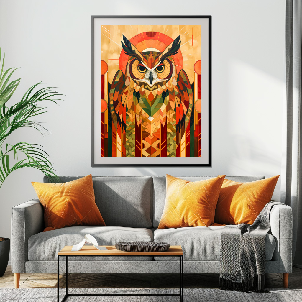 Poster: Owl Totem – Urban Art Deco Spirit - immagine 2