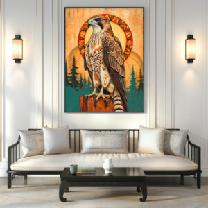 Poster: Falcon Totem – Visionary Art Deco Spirit