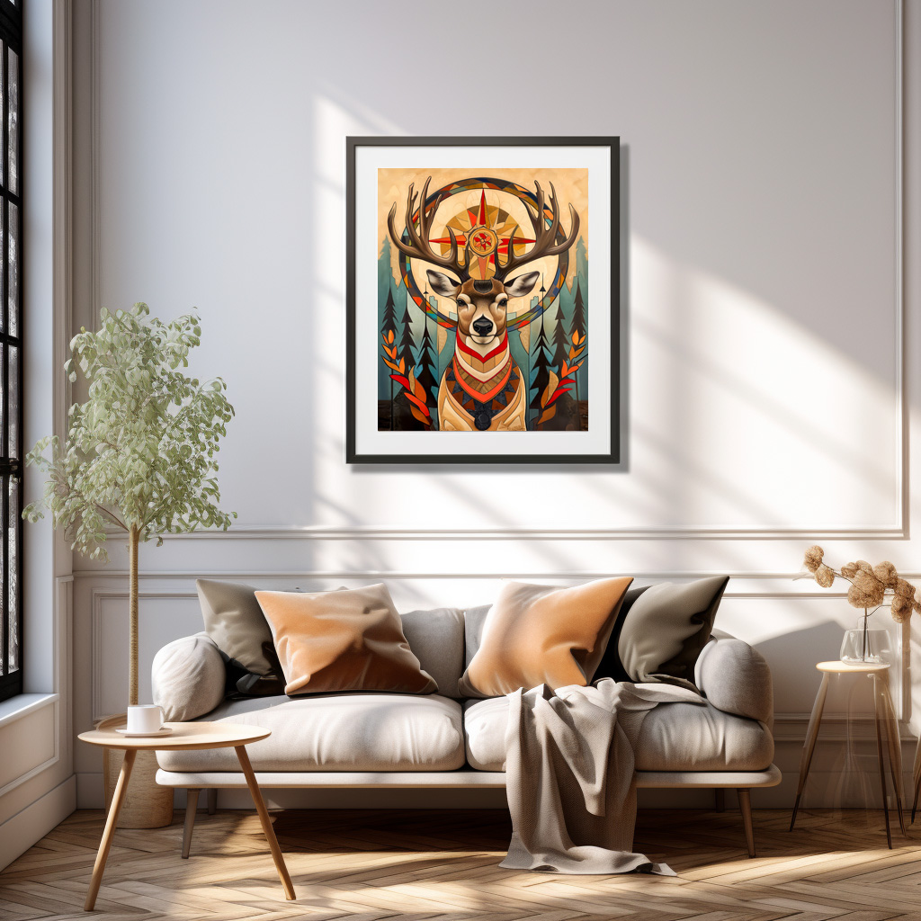 Poster: Deer Totem – Graceful Art Deco Spirit – Image 2