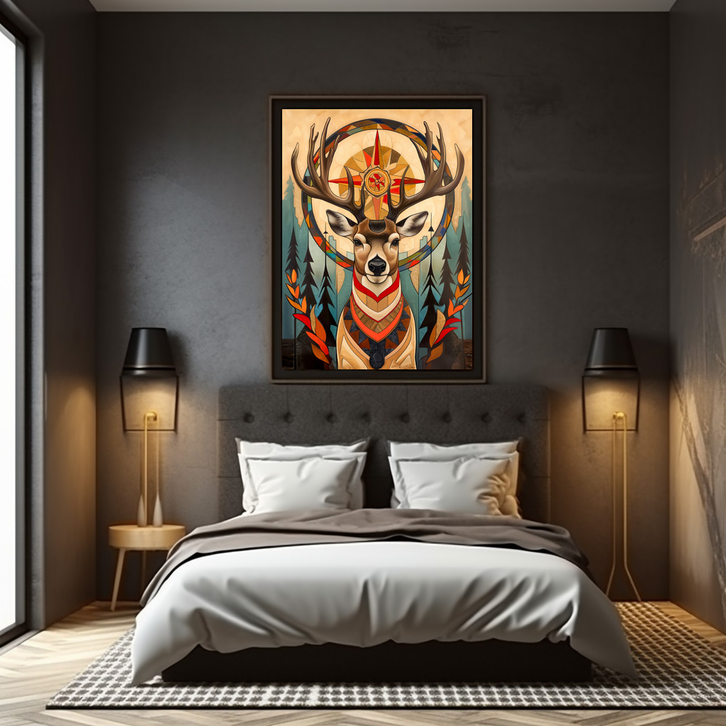 Poster: Deer Totem – Graceful Art Deco Spirit – Image 3
