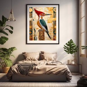 Poster: Woodpecker Totem – Art Deco Rhythm