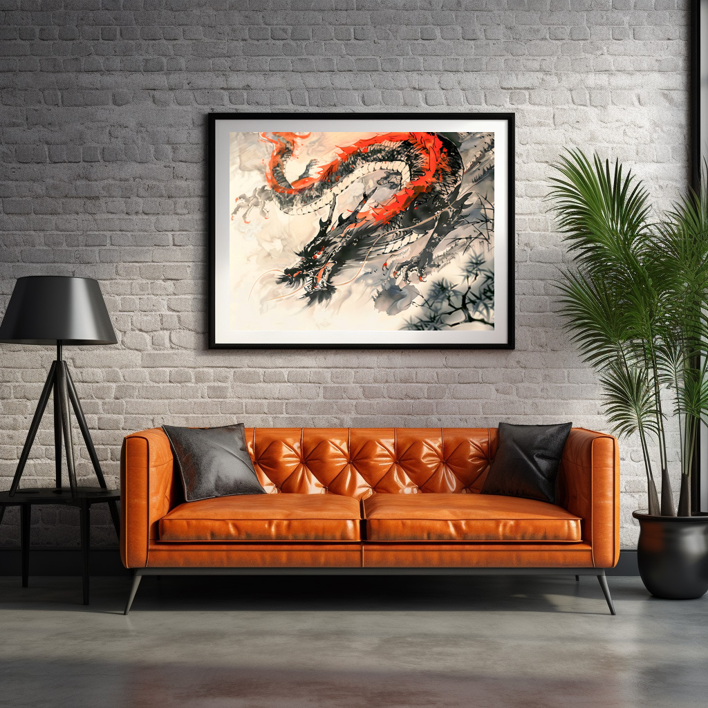 Poster: Chinese Watercolor Red Dragon Power - Image 2