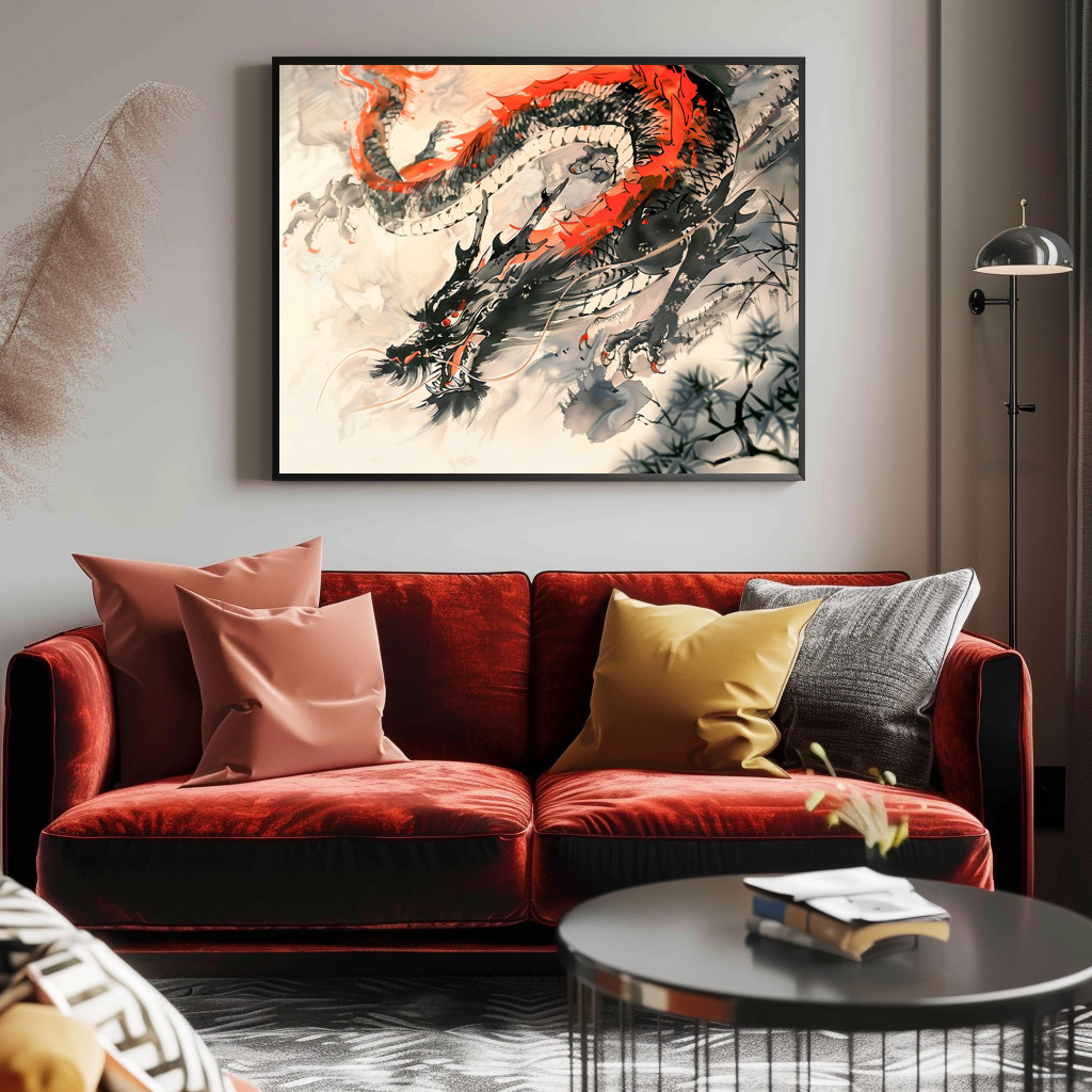Poster: Chinese Watercolor Red Dragon Power - Image 3