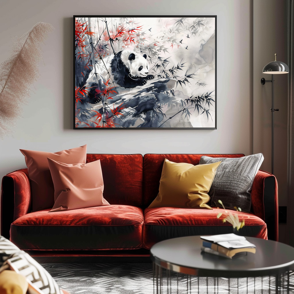 Poster: Chinese Watercolor Panda and Bamboo - Image 3