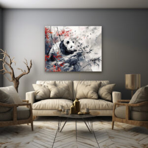 Poster: Chinese Watercolor Panda and Bamboo