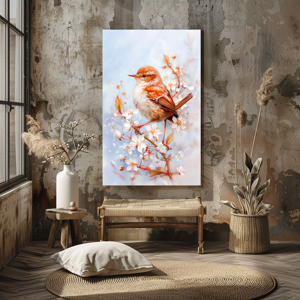 Poster: Wren in Woodland Impressionist Painting