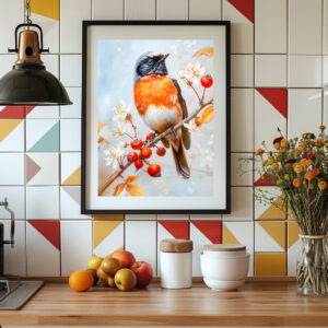 Poster: Garden Redstart in Soft Impressionist Brushstrokes