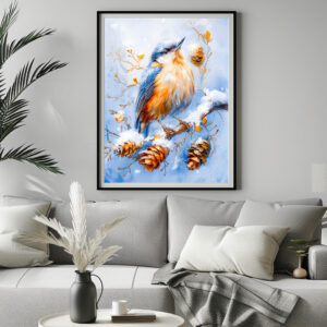 Poster: Eurasian Nuthatch in Impressionist Style Painting