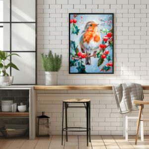 Poster: Robin in Nature Impressionist Style Art