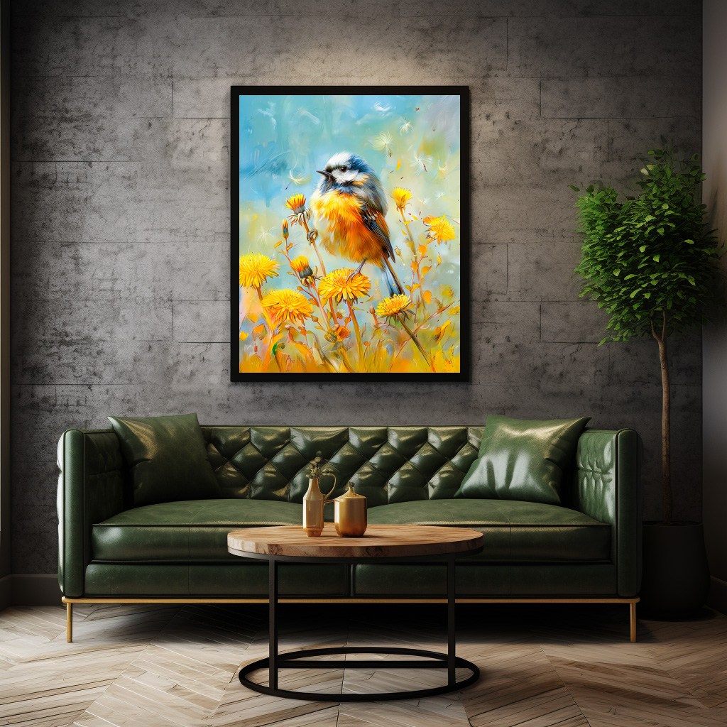 Poster: Eurasian Blue Tit in Impressionistic Landscape - immagine 3