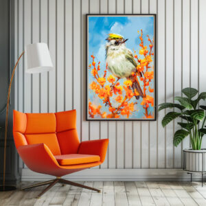 Poster: Goldcrest in Winter Impressionist Painting