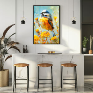 Poster: Eurasian Blue Tit in Impressionistic Landscape