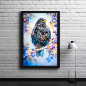 Poster: Blackbird in Garden Impressionist Painting