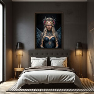 Poster: Dark Angel with Crown and Roses